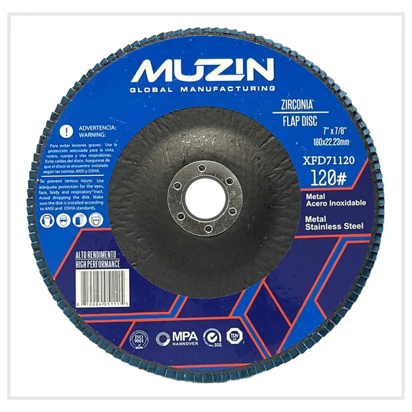 Disco Flap Zirconia Muzin 120 7" X 7/8 180 X 22.23